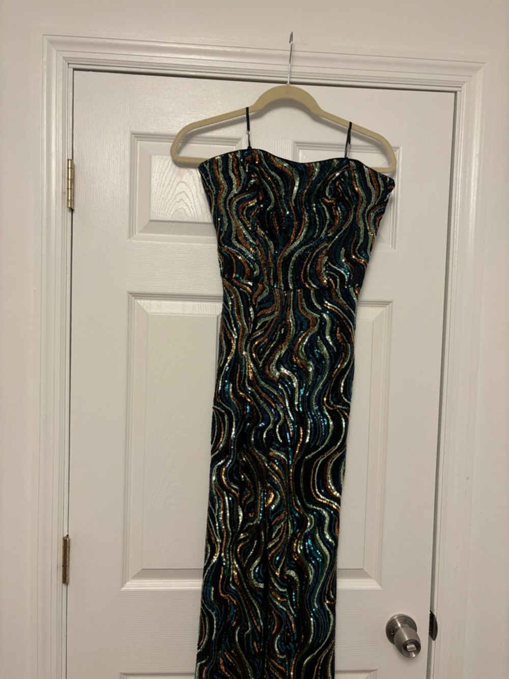 Dress the Population Andy Abstract Sequin Jumpsuit Size M Party - Picture 3 of 6
